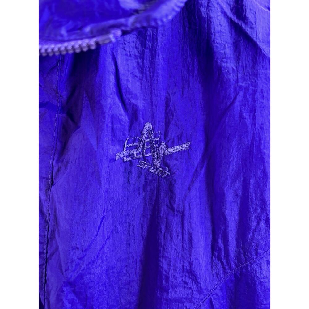 Vintage 90s Purple Windbreaker Jacket Womens L Nylon Retro Track - Picture 2 of 15